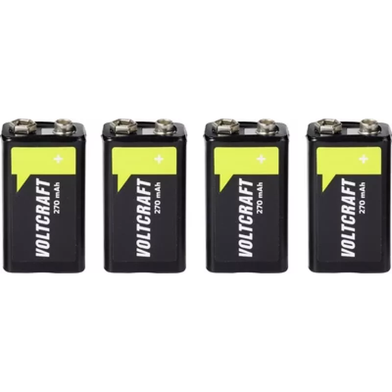 VOLTCRAFT 9 V Block įkraunama baterija NiMH 270 mAh 8.4 V paruošta naudoti, 4 vienetų rinkinys (VC-17275530)