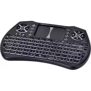 Renkforce RF-MWK-103 belaidė klaviatūra su integruotu jutikliniu kilimėliu, vokiška QWERTZ, juoda RF-7481488