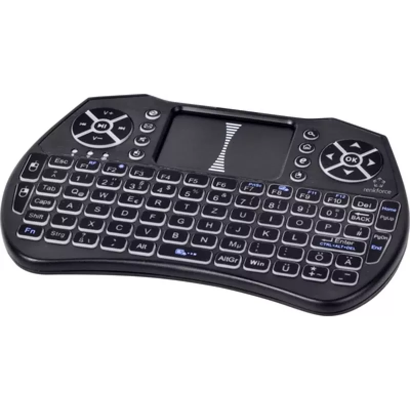 Renkforce RF-MWK-103 belaidė klaviatūra su integruotu jutikliniu kilimėliu, vokiška QWERTZ, juoda RF-7481488