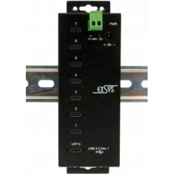 EXSYS EX-1147HMVS USB-C daugiafunkcis adapteris su HDMI, VGA, Ethernet, 2x USB-A, kortelių skaitytuvu ir 100W PD
