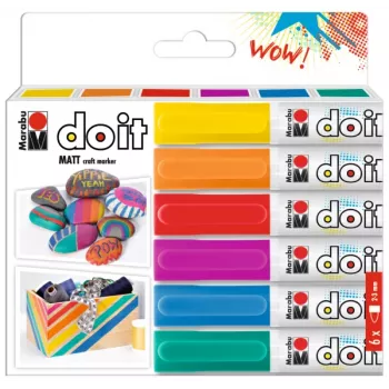 Marabu DO IT Craft Marker akrilo žymekliai, 6 vnt. rinkinys, ant vandens pagrindo, greitai išdžiūstantys 0128000000201