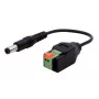 EXSYS EX-49140 DC maitinimo kištukas 5,5x2,1 mm į 2 kontaktų gnybtų bloką adapterio kabelis, 15 cm, su mygtuku