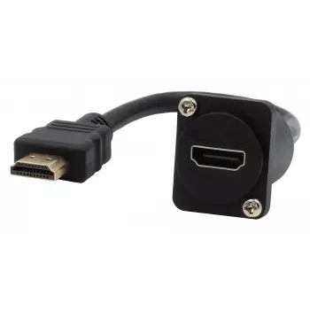 EXSYS EX-49162 HDMI Type A adapterio kabelis, 20 cm, 4K, High Speed su Ethernet, juodas