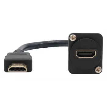 EXSYS EX-49162 HDMI Type A adapterio kabelis, 20 cm, 4K, High Speed su Ethernet, juodas