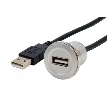 EXSYS EX-49181 skydinio montavimo USB 2.0 prailginimo kabelis, USB-A female į USB-A male, 30 cm, metalinė plokštė