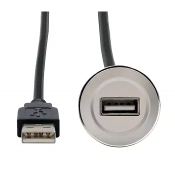 EXSYS EX-49181 skydinio montavimo USB 2.0 prailginimo kabelis, USB-A female į USB-A male, 30 cm, metalinė plokštė