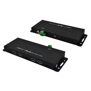 EXSYS EX-1247HMVS 7 prievadų USB 3.2 Gen 2 pramoninis šakotuvas su DIN bėgio tvirtinimu