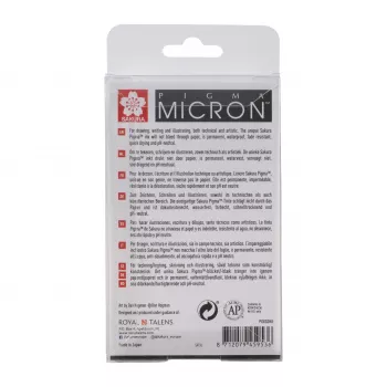 SAKURA Pigma Micron Fineliner rašiklių rinkinys, 8 dalių, juodas, įvairūs antgaliai nuo 0,15 mm iki teptuko POXSDK8