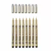 SAKURA Pigma Micron Fineliner rašiklių rinkinys, 8 dalių, juodas, įvairūs antgaliai nuo 0,15 mm iki teptuko POXSDK8