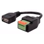 EXSYS EX-49128 USB-A (moteriškas) į 5 kontaktų terminalų bloko adapterio kabelis su mygtuku, USB 2.0, 15 cm
