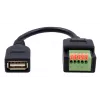 EXSYS EX-49128 USB-A (moteriškas) į 5 kontaktų terminalų bloko adapterio kabelis su mygtuku, USB 2.0, 15 cm