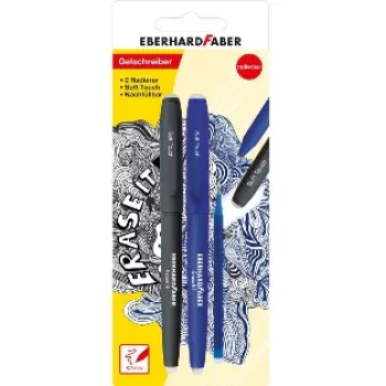Faber-Castell Eberhard Faber Erase it! gelinis rašiklis, 0,7 mm, mėlynas, Action Set, blisteris 582103