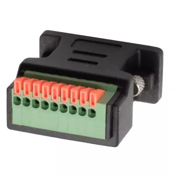 EXSYS EX-49110 DB9 vyriškas į 9 kontaktų gnybtų bloko adapteris su mygtuku