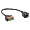 EXSYS EX-49120 RJ45 moteriškas į 8 kontaktų gnybtų bloko adapterio kabelis, CAT.6, 30 cm, su mygtuku