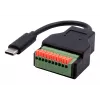 EXSYS EX-49125 USB-C (vyriškas) į 10 kontaktų gnybtų bloko adapterio kabelis su mygtuku, 15 cm, USB 3.2 Gen 1