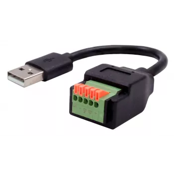 EXSYS USB-A kištukas į 5 kontaktų gnybtų bloko adapterio kabelis su mygtuku, USB 2.0, 15 cm EX-49129