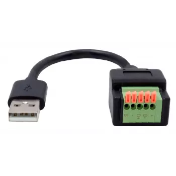 EXSYS USB-A kištukas į 5 kontaktų gnybtų bloko adapterio kabelis su mygtuku, USB 2.0, 15 cm EX-49129