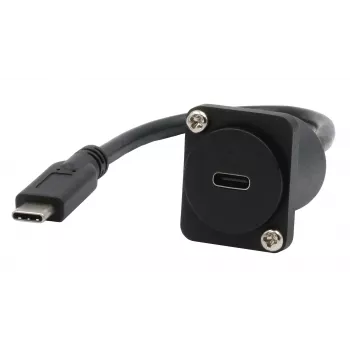 EXSYS EX-49166 D-Type USB-C adapterio kabelis, USB 3.2 Gen 2, 20 cm, juodas