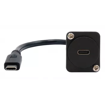 EXSYS EX-49166 D-Type USB-C adapterio kabelis, USB 3.2 Gen 2, 20 cm, juodas