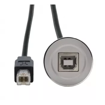 EXSYS EX-49182 USB 2.0 skydelio montavimo adapterio kabelis, USB B moteriškas į USB B vyrišką, 30 cm, metalinis korpusas