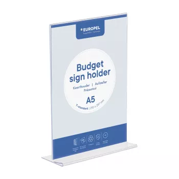 EUROPEL Budget stalinis stendas DIN A5, dvipusis, polistirenas, permatomas 351006
