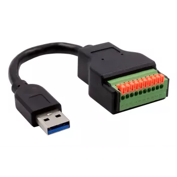 EXSYS EX-49127 USB-A male to 10-Pin Terminal Block adapterio kabelis su mygtuku, USB 3.2 Gen 1, 15 cm