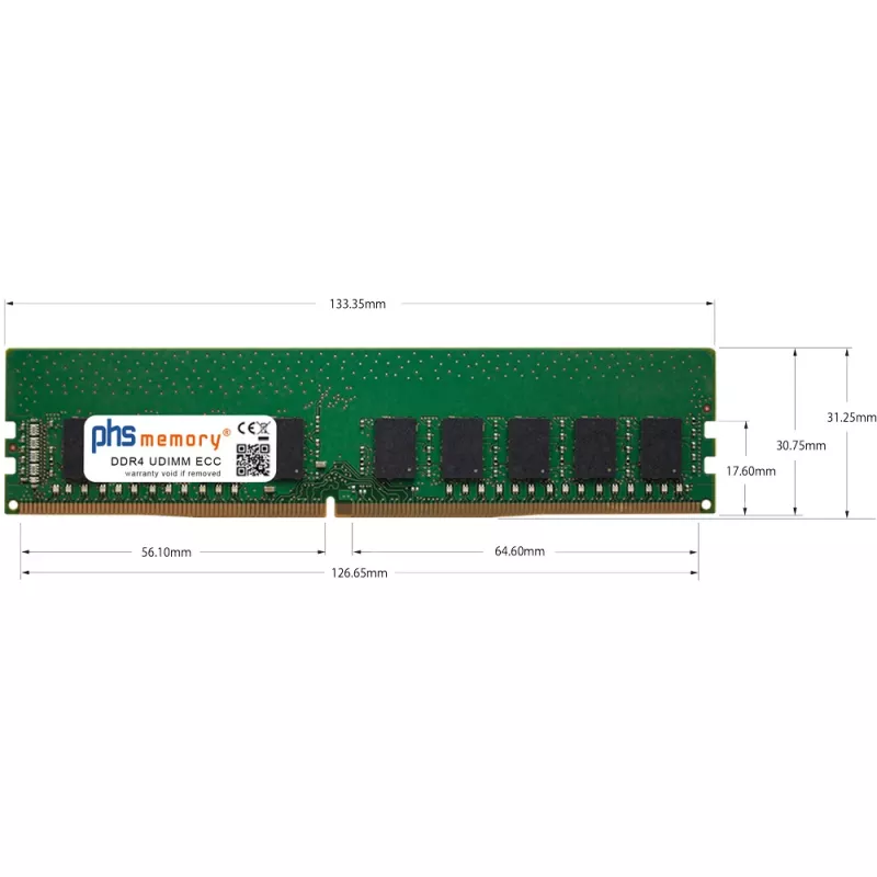 PHS-memory 32GB DDR4 ECC UDIMM 3200MHz PC4-25600E RAM, skirta QNAP TS-h977XU-RP-3700X-32G SP609125