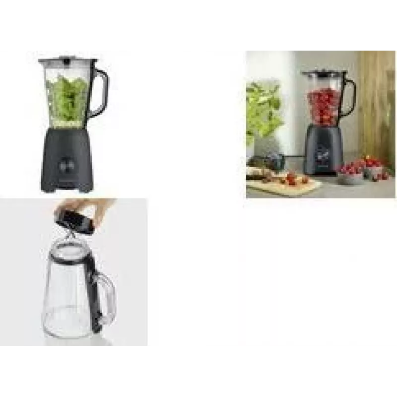 SEVERIN SM 3722 stalinis maišytuvas, 600 W, matinė juoda spalva, nuimamas 1,5 L BPA neturintis stiklinis indas, dangtis su matavimo taurele, nerūdijančio plieno peiliukai, 2 greičiai, impulsinis režimas, ledo smulkinimas