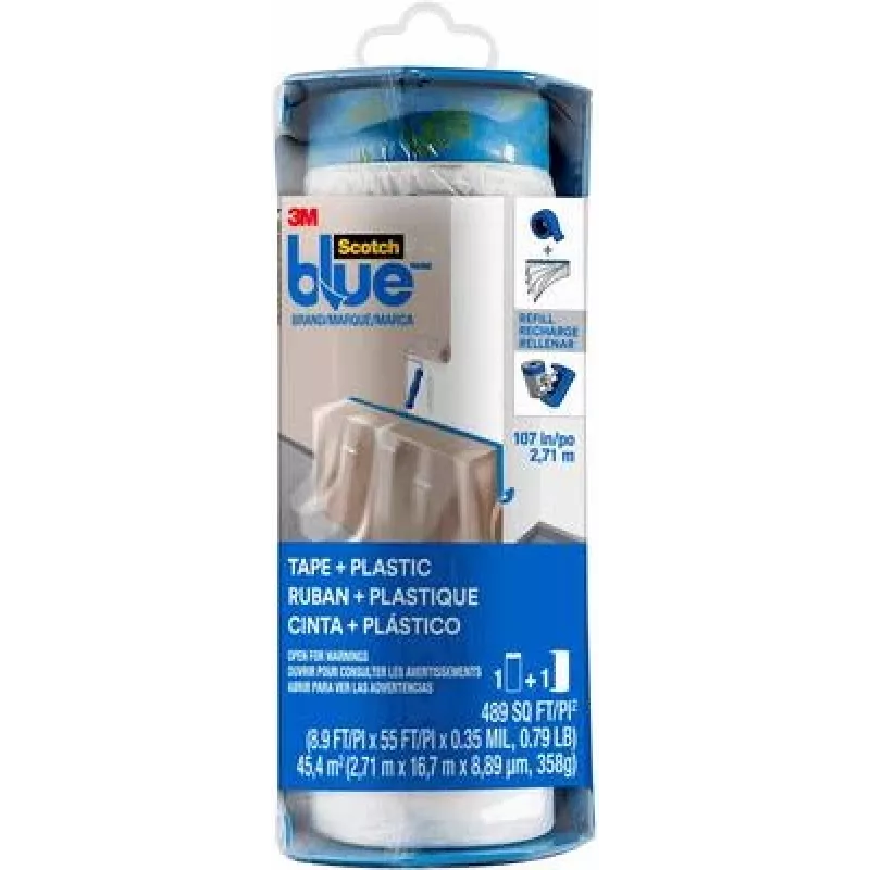 3M PTD2093EL-107 ScotchBlue™ iš anksto suklijuota apsauginė plėvelė, mėlyna, 17 m x 2,7 m, 1 ritinys