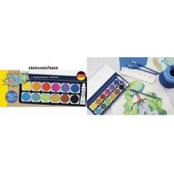 Faber-Castell Eberhard Faber WINNER akvareliniai dažai, 12 ryškių spalvų, permatomu nuimamu dangteliu 578314