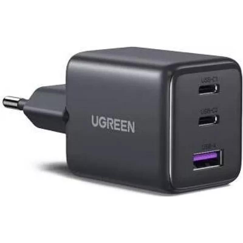 UGREEN 30W 3 portų GaN II greitasis sieninis įkroviklis USB-A ir 2 x USB-C juodas (55536)