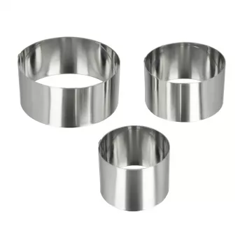 Metaltex apvalūs nerūdijančio plieno maisto formavimo žiedai, 3 vnt., sidabrinės spalvos, 45 mm aukščio 204536010