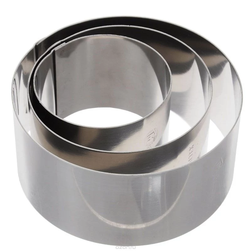 Metaltex apvalūs nerūdijančio plieno maisto formavimo žiedai, 3 vnt., sidabrinės spalvos, 45 mm aukščio 204536010