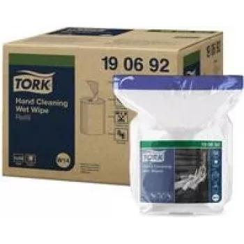 TORK 190692 Premium rankų valymo servetėlės, 58 vnt., 300 x 270 mm, be tirpiklių, pH neutralios, su alaviju ir glicerinu, uždaroma talpa