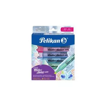 Pelikan Window Markers 600, 8 dalių rinkinys, kartoninė dėžutė, įvairios spalvos, vandeniniai, nuvalomi drėgna šluoste, skirta stiklui, veidrodžiams, langams - 1 rinkinys (400205347)