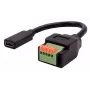 EXSYS EX-49122 USB-C moteriškas į 5 kontaktų terminalų bloko adapteris su mygtuku, USB 2.0, 15 cm