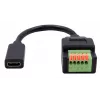 EXSYS EX-49122 USB-C moteriškas į 5 kontaktų terminalų bloko adapteris su mygtuku, USB 2.0, 15 cm