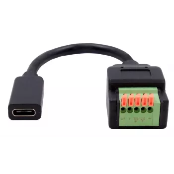 EXSYS EX-49122 USB-C moteriškas į 5 kontaktų terminalų bloko adapteris su mygtuku, USB 2.0, 15 cm