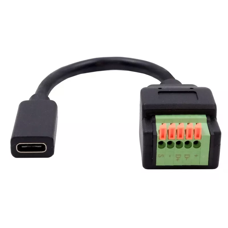 EXSYS EX-49122 USB-C moteriškas į 5 kontaktų terminalų bloko adapteris su mygtuku, USB 2.0, 15 cm