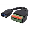 EXSYS EX-49126 USB-A moteriškas prie 10 kontaktų gnybtų bloko adapterio kabelis su mygtuku, USB 3.2 Gen 1, 15 cm