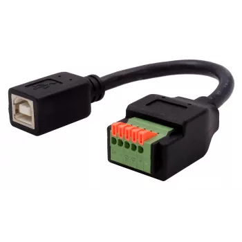 EXSYS EX-49130 USB 2.0 adapteris USB-B moteriškas į 5 kontaktų gnybtų bloką su mygtuku, 15 cm
