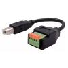 EXSYS USB-B male to 5-pin terminal block adapter cable with push button, USB 2.0, 15 cm EX-49131