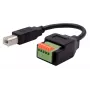 EXSYS USB-B male to 5-pin terminal block adapter cable with push button, USB 2.0, 15 cm EX-49131
