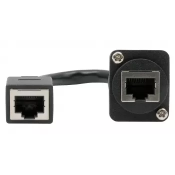 EXSYS D-Type skydinio montavimo RJ45 moteriškas-moteriškas sujungėjas, CAT.5e, 20 cm, ekranuotas, juodas EX-49160
