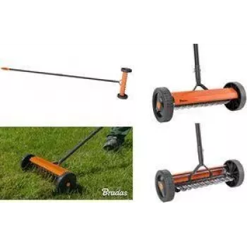 Bradas vejapjovė-skariifikatorius su ratukais, oranžinė/antracito, metalinis rėmas, PVC rankena, plieninės mentelės, 32 cm darbinis plotis, 1 vnt. (KT-V2045)