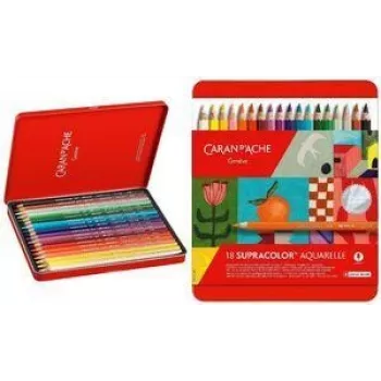 Caran d'Ache Supracolor Soft Special Edition akvareliniai pieštukai, 18 spalvų rinkinys, metalinė dėžutė 3888.418