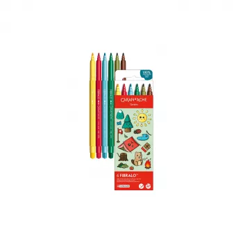 Caran d'Ache Fibralo Kawaii Swiss flomasteriai, 6 vnt., vandeniniais dažais 185.804