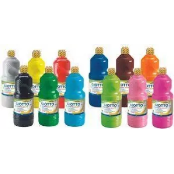 GIOTTO Gouache Paint SCHOOL PAINT, 1000 ml, įvairių spalvų, paruošti naudoti, maišomi, nuplaunami dažai - 1 vnt. (F535600)
