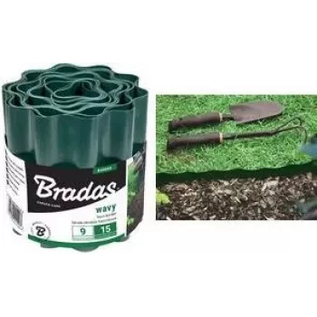 Bradas OBFG 0915 vejos bortelis, žalias banguotas, 150 mm aukščio, 9 m ilgio, oro sąlygoms atsparus plastikas
