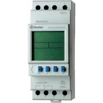 Finder 12.91.8.230.0000 skaitmeninis laiko jungiklis, DIN bėgelis, 1 perjungimo kontaktas, 16 A, 230 V AC, paros programa